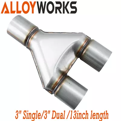 3  Single/3  Dual Universal Stainless Steel Y Pipe Adapter Exhaust Pipe 13 (L) • $69.99