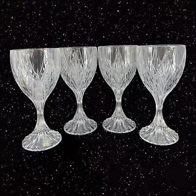 Mikasa Crystal Park Lane Ridge Vertical Cut Glasses Goblet Set 4 Made In Germany • $69