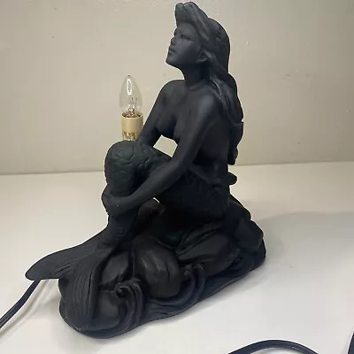 Vintage Black Polyresin Naked Mermaid Lady Lamp MCM  Unique! • $79.99