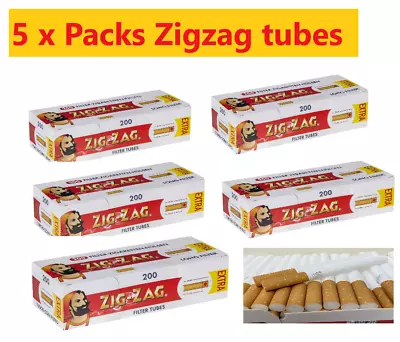 £9.99 • Buy ZIG-ZAG Filter Cigarette Sleeves Pack Of 5 Packs X 200 Filter Tubes