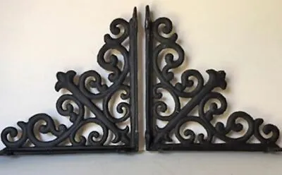 2; Large French Country Shelf Braces Wall Brackets Cast Iron Corbels Vintage New • $29.99