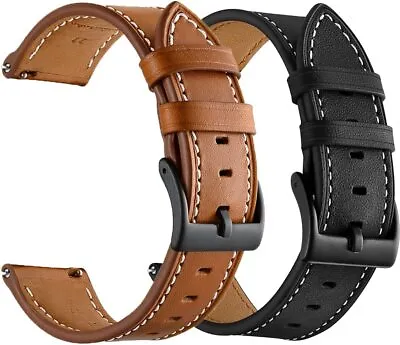20mm 22mm Classic Genuine Leather Watch Strap Band Quick Release Wristband • £9.95