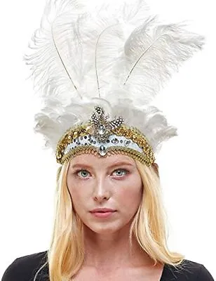 Show Girl Carnival Festival Masquerade Party Headpiece Ostrich Feather Headband • $23.95