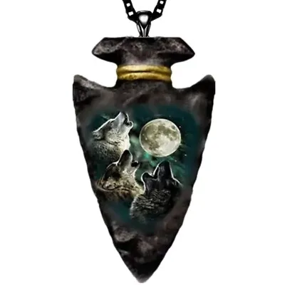 Arrowhead Men's Wolf Pendant Necklace For Any Occasion Fashionable Stylish • $9.88