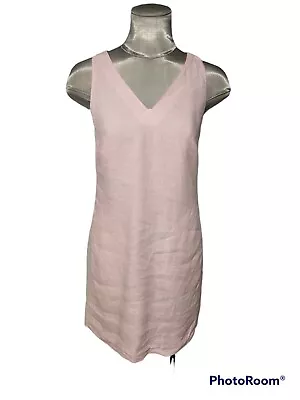 $30.01 • Buy Island Company Charter Dress Pink & White Linen Size Small Free Ship