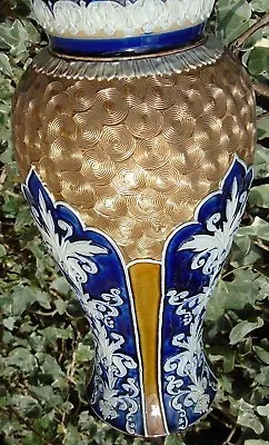 £150 • Buy Doulton Lambeth Baluster Vase Art Nouveau Excellent Rare Piece Gold Blue Relief