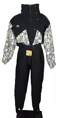 Kaelin Neon Vintage 80s 1 Piece Stirrup Pants Snow Snowboard Ski Suit 10 • $120