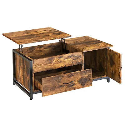 FABATO 41.7  Lift Top Rustic Open Storage Coffee Table With Drawers Brown(Used) • $108.75