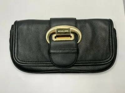Michael Kors Black Soft Pebbled Leather Clutch Goldstone Hardware • $24.99
