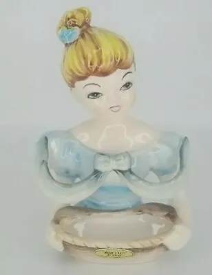 Vintage Enesco Milady's Valet Lipstick Ring Holder Blue Lady Dresser Caddy Japan • £26.05