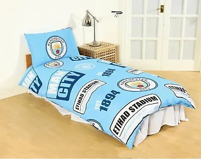 Manchester City Football Club Single Bedding Set Duvet Cover Football Official • £23