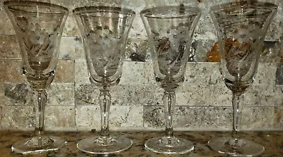 Vintage Libbey?  Wine Sherry Liquor Glasses Etched Crystal. • $14.99