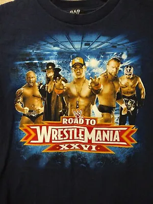 Road To Wrestlemania XXVI WWE Cena Bautista Undertaker Blue Tshirt Boys XL 18-20 • £15.02