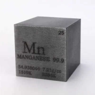 1 Inch 25.4mm Sintered Manganese Metal Cube 99.9% Engraved Periodic Table • $599