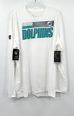 Miami Dolphins Team Issued White Dri-fit Long Sleeve Detailed Logo Shirt 2xl New • $31