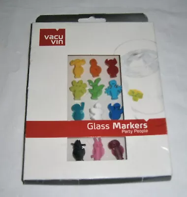 $5.99 • Buy Vacu Vin Glass Markers Monster Party People Character Wine Charms Set Of 12 NEW