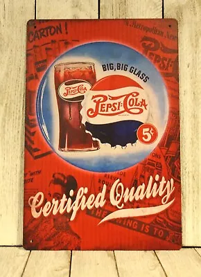 Pepsi Cola Tin Metal Sign Vintage Style Retro Ad Diner Soda Fountain Man Cave 97 • $10.17