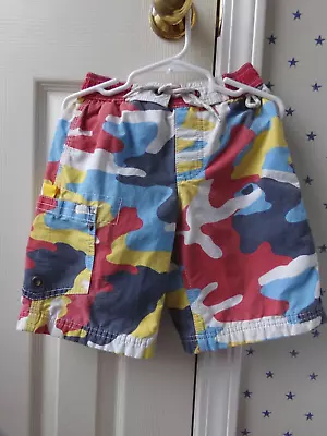 Vtg Boys MINI BODEN Swim Shorts Trunks Camo Camouflage Colorful Size 4/5 PLAY • $16