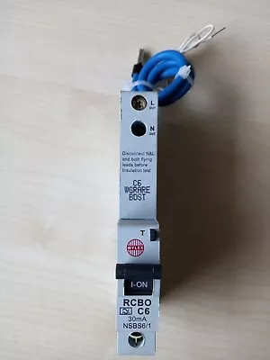 £15 • Buy WYLEX NSBS6/1 C6; Type C 6Amp RCBO 230V 30mA (AC And Pulsating DC Sensitive)