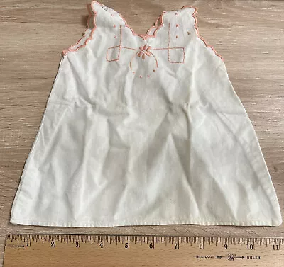 Vintage Infant's Preemie Size Baby Dress Ivory Peach Embroidery • $27.77