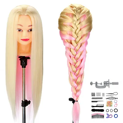 26-28  Training Head Styling Mannequin Manikin Doll With Hair Braid Tools Sets • £15.49