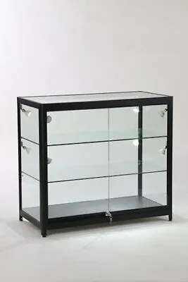 £599 • Buy  Glass Lit Black Aluminium Counter Showcase 100cm Display Retail Shop Fitting 