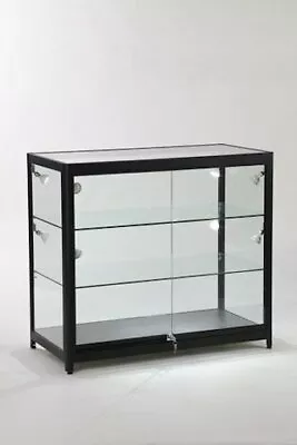 £599 • Buy  Glass Lit Black Aluminium Counter Showcase 100cm Display Retail Shop Fitting 