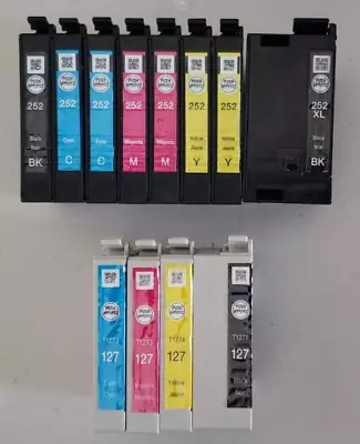 Lot Of 13 Genuine EPSON Empty Ink Cartridges (9)  252 / 252XL And (4) 127 • $10