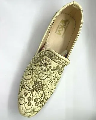 Indian Men's Handmade Mojari Khussa Style Shoe For UK Sizes 78910 Golden • £19.99