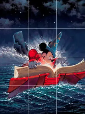 Mickey Mouse Fantasia Sorcerer Wizard Ceramic Tile Mural Backsplash • $179