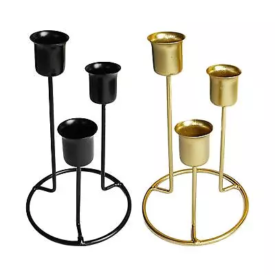 Taper Candle Holders Metal 3-Candles For Fireplace Dinner Table Centerpieces • £7.49