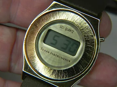 Exc. Fine Vintage 1979 Texas Instruments Lcd Gold Plated Mens Watch - Runs Great • $95