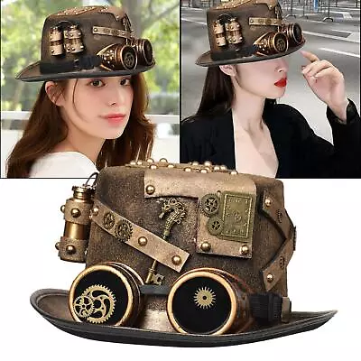 Unisex Men Women Steampunk Top Hat Handmade Bowler Hat Magic Hat For Cosplay • £17.29