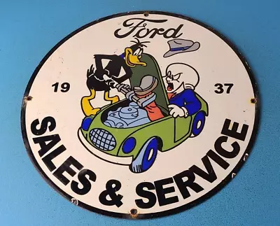 Vintage Ford Sign - Auto Repair Dealer Mechanic Porcelain Gas Pump Plate Sign • $145.47