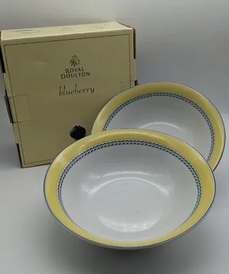 £34.99 • Buy Box Of 2 Royal Doulton Blueberry Cereal Bowls-Never Been Used