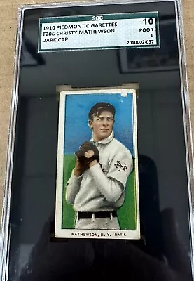 1910 Piedmont T206 Christy Mathewson SGC 1 Nice • $1299.95