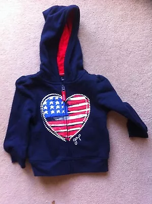 Baby Gap Girl Age 2-3 Navy USA Flag Hoodie - I Combine P&P • £1.99