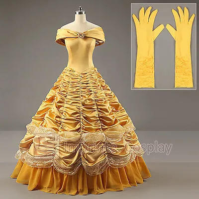 Adult Deluxe Princess Belle Dress Belle Cosplay Costume Ball Gown FREE P&P • £119.99