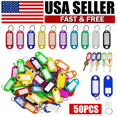 50 PCS Key Tags Plastic W/ Split Ring Luggage Fobs ID Card Name Label Keychain • $9.99