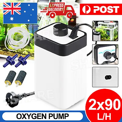 Aqua Aquarium Air Pump Fountain Pond Aerator Fish Tank 2Outlet Oxygen Hydroponic • $19.85