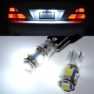 2X White T10 Wedge 5 SMD 5050 168 194 2825 W5W LED Car License Plate Lights Bulb • $1.50