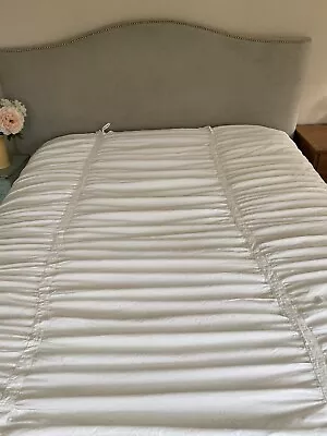 Pottery Barn Hadley Ruched Voile White KING Duvet Cover 85 X101 • $49