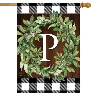 Wreath Monogram P Double-Sided House Flag Everyday 28  X 40  Briarwood Lane • $18.99