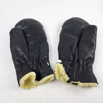 Klondike Made In Canada Winter Weather Mittens Leather Sherpa Lined Size LG • $29.99