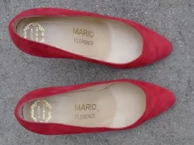 Mario Of Florence Women's Red  Leather Italian High Heel Shoes Sz 5 1/2 B • $29.50