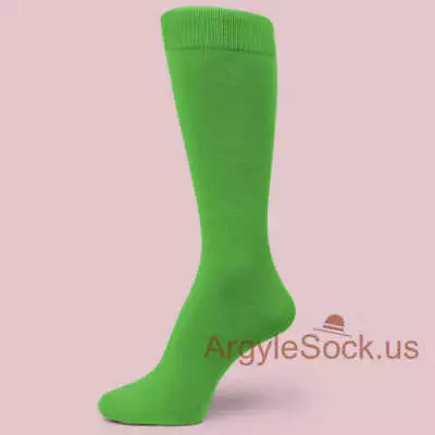 Bright Green Men's Groomsmen Wedding Plain Solid Color Dress Socks MA099 • $9.50