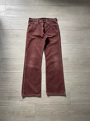 Vintage 90s Levi's Corduroy Red Brown Flared Jeans W32 L32 • £25