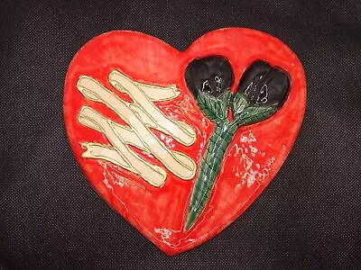 Handfasting/Wedding Gift. Ceramic Rose Heart Wall Hanging Plaque Hand Made. • £40