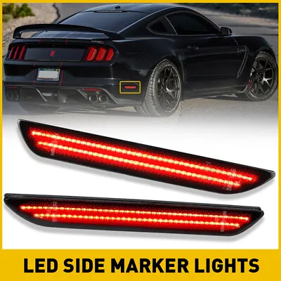 SMOKE Red LED Rear Bumper Reflector Side Marker Light For 2015-2022 Ford Mustang • $21.84