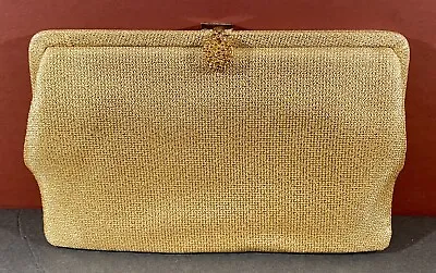 Vintage Metallic Evening Bag Clutch Faux Diamond Locking Clasp Pocket Strap CB3 • $28.50